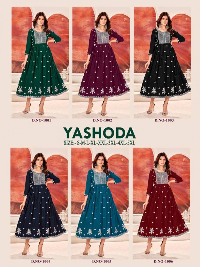 Yashoda Rayon Embroidery Anarkali Kurtis Wholesale Price In India